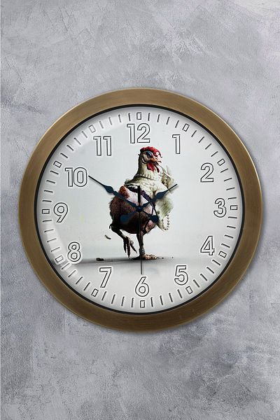 Kasva Concept Gift 36 cm Antique Metal Rooster Wall Clock