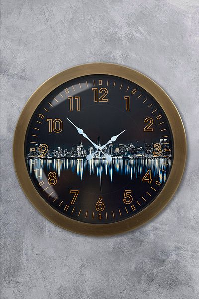 Kasva Concept Gift 36 cm Antique Metal Reflection Wall Clock