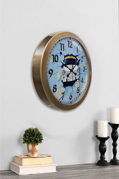 Kasva Concept Gift 36 cm Antique Metal Flower Abbas Wall Clock