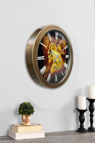 Kasva Concept Gift 36 cm Antique Metal Capricorn Wall Clock