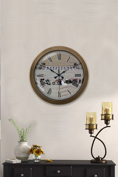 Kasva Concept Gift 36 cm Antique Metal Bride Groom Wall Clock