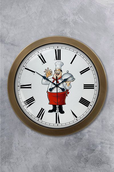 Kasva Concept Gift 36 cm Antique Metal Cook Kitchen Wall Clock