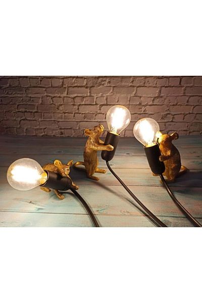 CajuArt Thief Mouse Triple Figurine Modern Table Lamp Home Office Decor Led Lamp