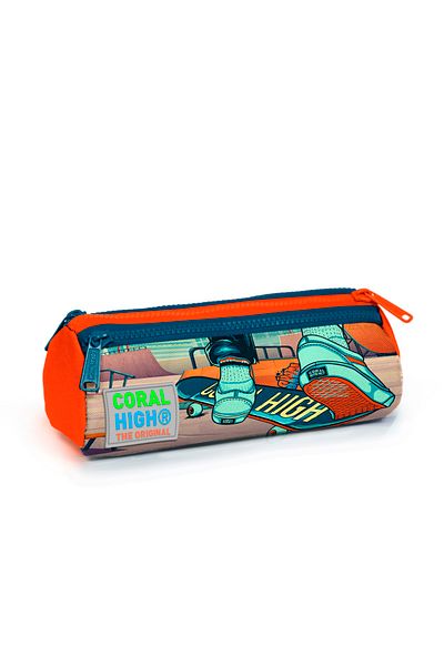 Coral High Τσάντα μολυβιού Civit Neon Orange Skateboard με μοτίβο 3 θέσεων - 22023