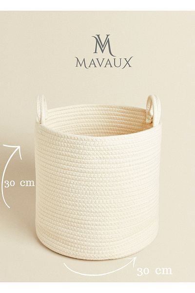 MaVaux Medium Size 30Cm-30Cm Multi-Purpose Woven Basket with Handle and Sides - Jute, Wicker, Organizer