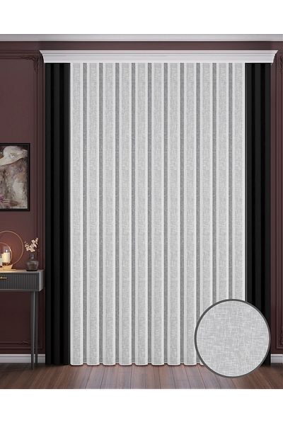 Altındaş Tekstil Slub Pattern Modern Tulle Curtain 1x3 Pleated