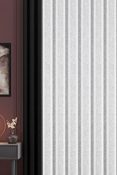 Altındaş Tekstil Slub Pattern Modern Tulle Curtain 1x3 Pleated