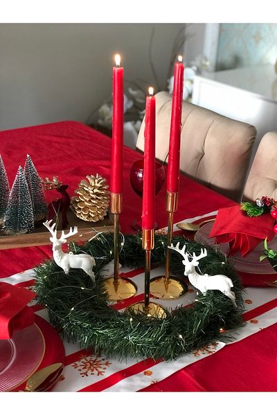 Ayd Home Green Led Lighted 30 cm Garland - Christmas Table Center Decoration Garland