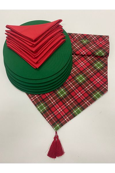NATURAL HOME New Year's Concept Table Plaid Set