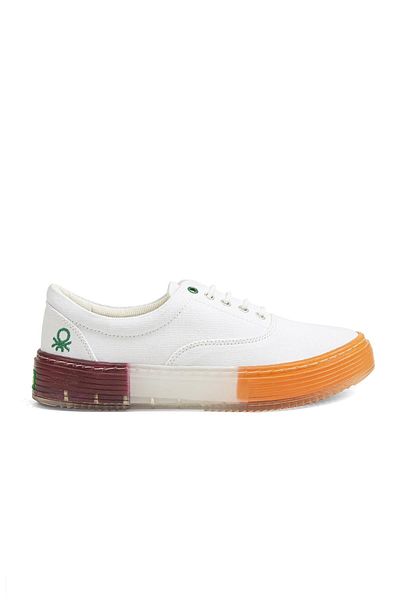 Benetton ® |   Bn-30696-3114 Alb Portocaliu - Pantofi sport de damă