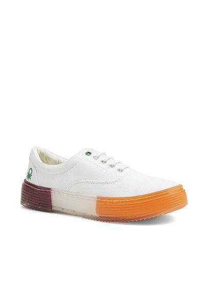 Benetton ® |   Bn-30696-3114 Alb Portocaliu - Pantofi sport de damă