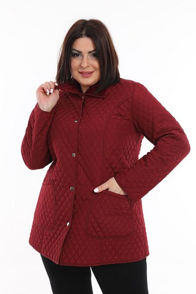 TUTveAL Collection Women's Spring Quilted Coat with Soft Fur Inside Quilted Coat Large Size Quilted Coat Claret Red
