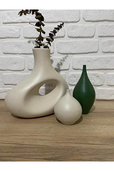 MİGOHOME Seramik Vazo Üçlü Set