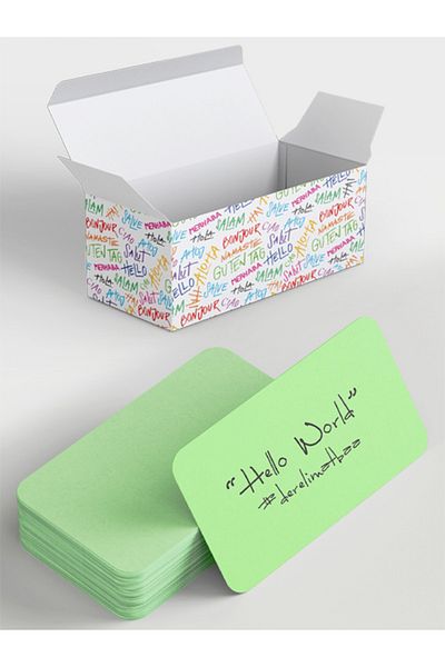 DERELİ MATBAA Note Card Word Tag Boxed Pastel Green 100 Pieces Custom Oval Cut