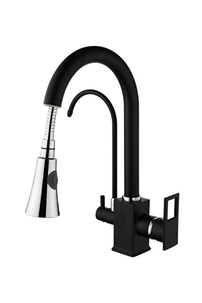 Vilas Vi̇las Dallas Water Purifier 3 Outlet Black Spiral Kitchen Faucet