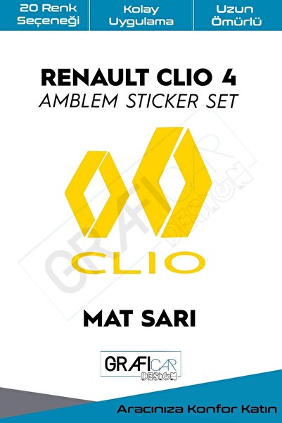 GRAFİCAR مجموعة ملصقات تغطية شعار Renault Clio 4 متوافقة