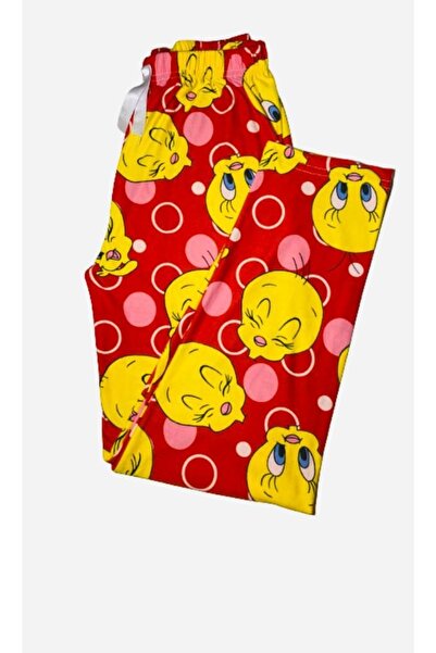 SayaSocks Kırmızı Sarı Civciv Tweety Pijama Altı Kadife