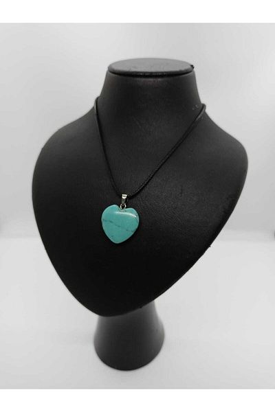 BalıkHediyelik Turquoise (firuze) Stone Necklace/ Heart Shaped Natural Stone Necklace