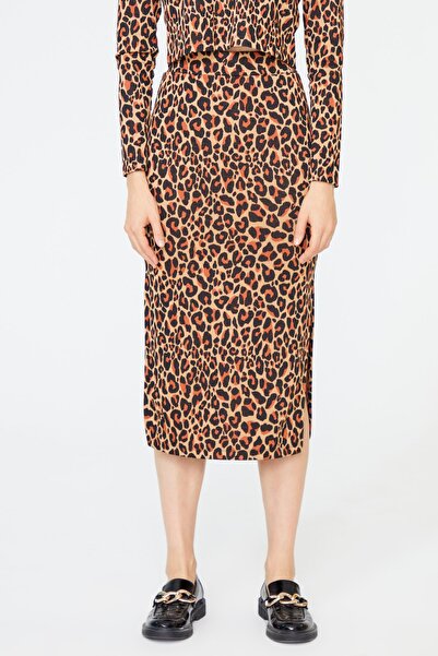 adL Стилна пола молив с леопардови шарки