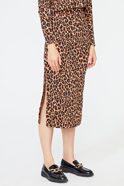 adL Стилна пола молив с леопардови шарки