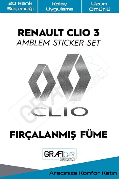 GRAFİCAR مجموعة ملصقات تغطي شعار رينو كليو 3