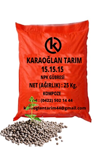 karaoğlan tarım Süper Kompoze Npk 15.15.15 Taban Gübresi Kükürt Katkılı 25 Kg