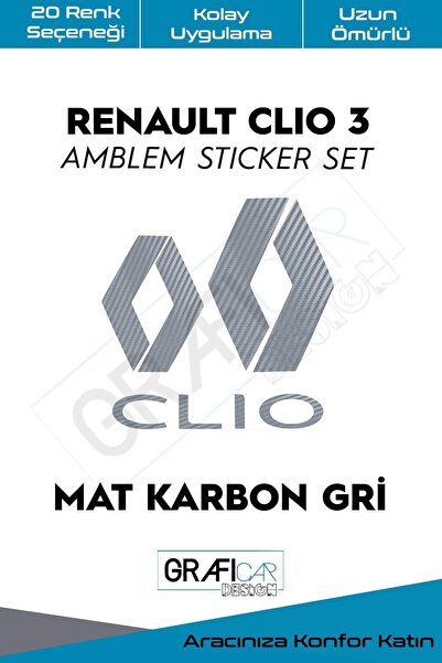 GRAFİCAR Renault Clio 3 Amblem Kaplama Sticker Set