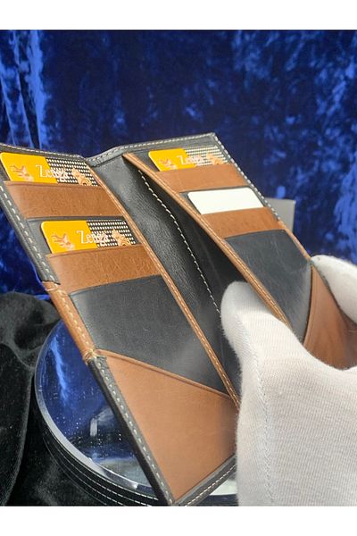 Zenga Original A Quality Genuine Leather Men's Wallet Black - Brown Color