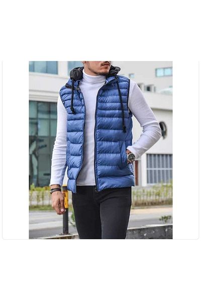 Factor Men's Sax Inflatable Vest Collar Leather Detailed 91014