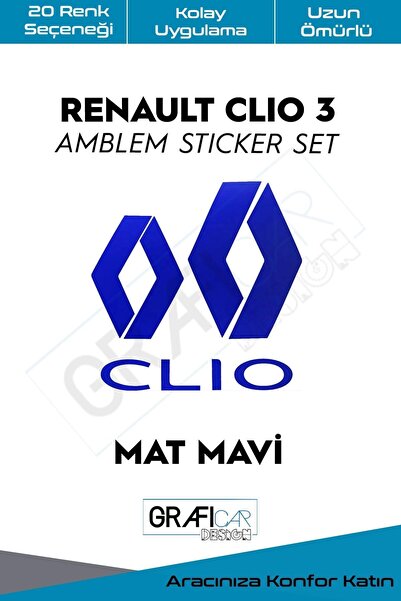 GRAFİCAR Renault Clio 3 Uyumlu Amblem Kaplama Sticker Set