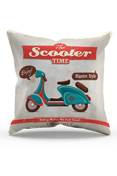 Moud's Double Sided Printed Scooter Patterned Suede Throw Pillow Cover