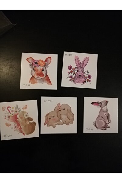 Bluoklight 5 Adet Kedi Köpek Tavşan Unicorn Çocuk Stickers Model-5 Geçici Dövme