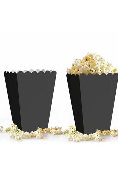 ÖFN Aksesuar Black Color Cardboard Corn Box 8 Pieces (Popcorn)