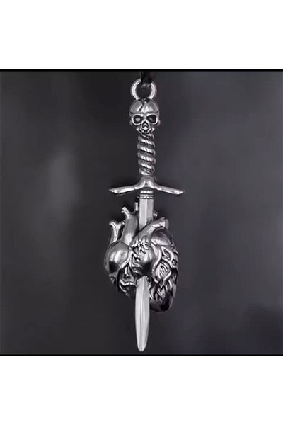 Köstebek Gothic Fashion Sword Heart Chain Necklace