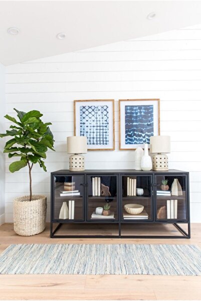 Latanwood Bloom Siyah Masif Camlı Konsol