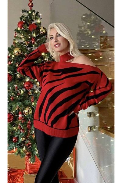 modakyra Legendary Women's Shoulder Detailed Patterned Knitwear Sweater