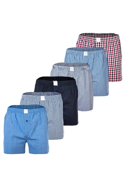 MG-1 Herren Web-Boxershorts, 6er-Pack – klassische Boxershorts, Gemustert, Spar-Pack