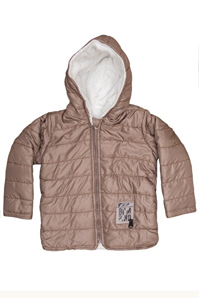 Mika Bebek & Çocuk معطف بلون الشوكولاتة بغطاء للرأس من القطيفة للأطفال الأولا...