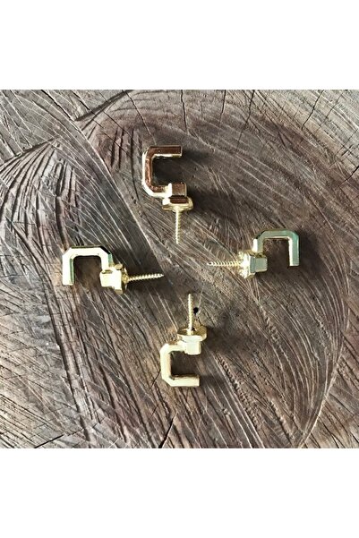 Ars Küçük Sarı Dekoratif Kanca Mini Vidalı Kanca Tesbih Askısı 100 Ad