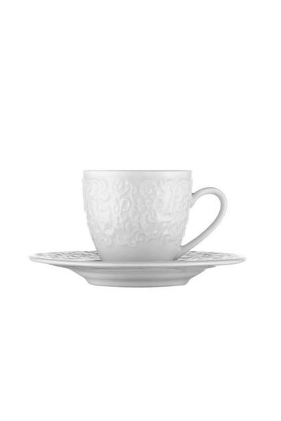 Kütahya Porselen Sarmaşık Coffee Cup for 6 Persons with Saucer and No Decoration