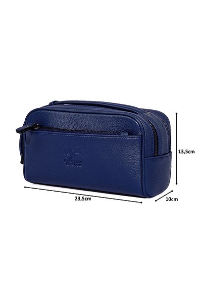 KANGAROO KINGDOM Navy Blue Men's Portfolio & Clutch Handbag Genuine Cow Leather 6466-l