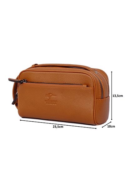 KANGAROO KINGDOM Men's Portfolio & Clutch Handbag Genuine Cow Leather Taba 6466-t