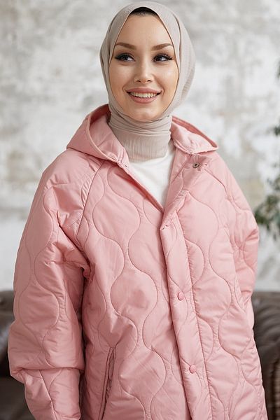 InStyle Armin Kapitone Oversize Thin Coat - Powder