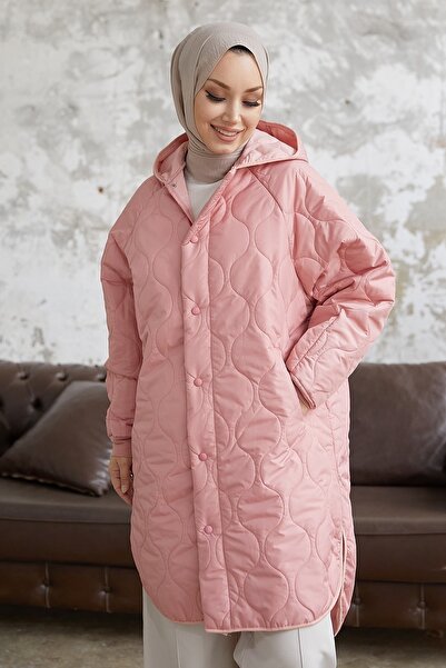 InStyle Armin Kapitone Oversize Thin Coat - Powder