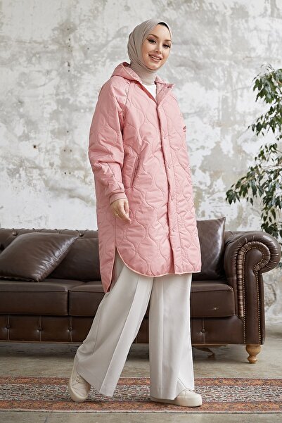 InStyle Armin Kapitone Oversize Thin Coat - Powder
