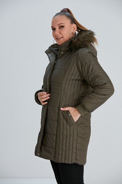 RMG Plus Size Hooded Khaki Coat