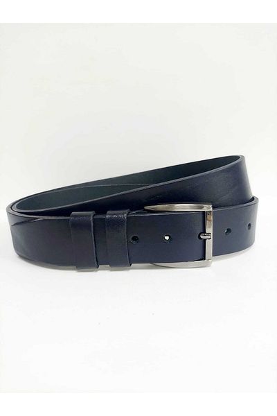 Kemerix 100% Genuine Leather 4 Cm Men's Navy Blue Belt Suitable for Denim and Canvas