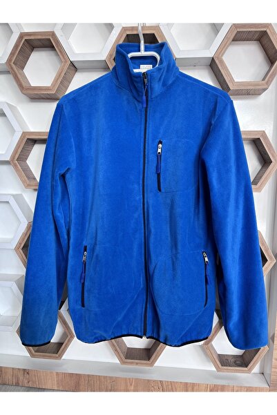 EGEUNIFORM Mavi Polar Ceket Mont Saks Mavi Erkek Kadın Unisex