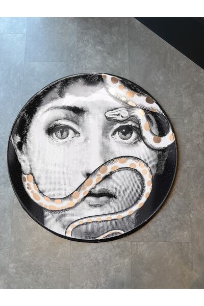 Rugs Modern Halı Mira 896 Yüz Ve Yılan Temalı Siyah Beyaz Halı