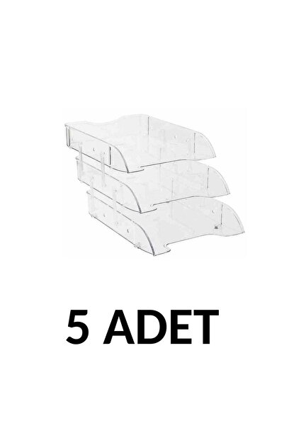 KRAF 5 Adet Hareketli Evrak Rafı Şeffaf 3`lü 829g